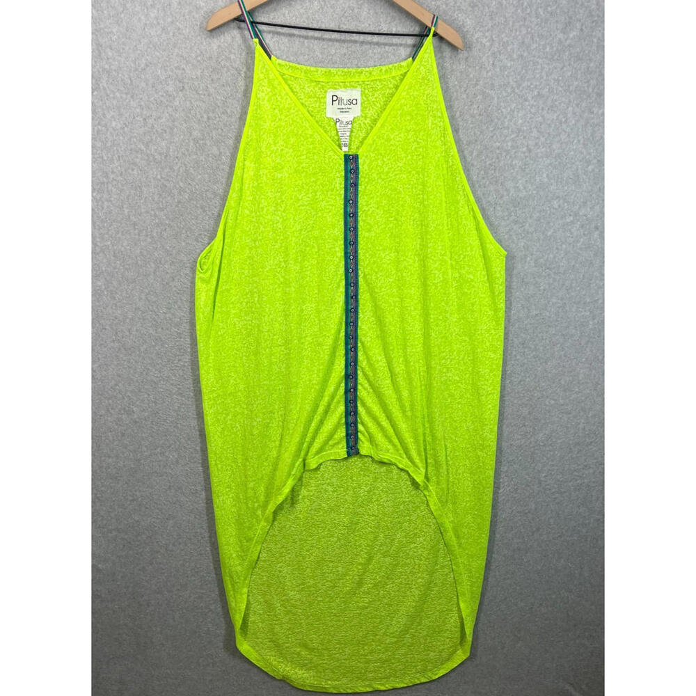 Pitusa Inca Sundress Hi Lo Swimsuit Coverup Bright Neon‎ Yellow Maxi